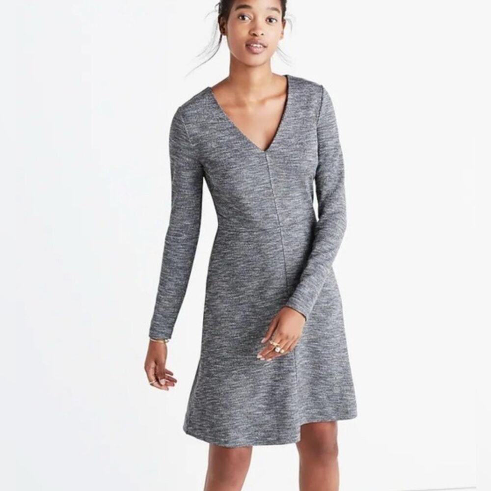 Madewell Bridgewalk Gray V-Neck Long Sleeve Dress 6